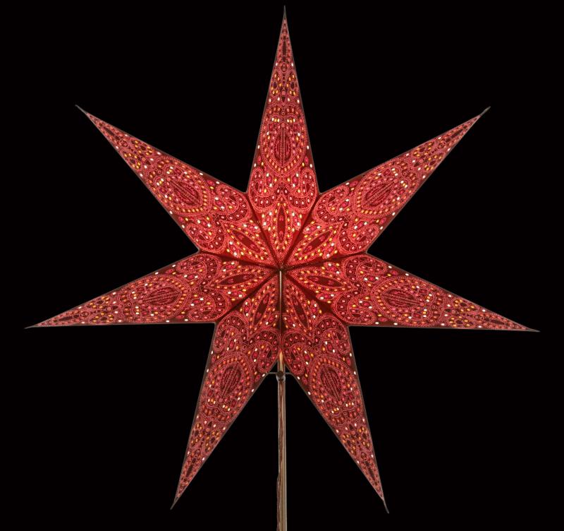 Dunhill Rot/Pink - Faltbarer Leuchtstern, Weihnachtsstern aus Papier mit 7 Zacken, 60 cm